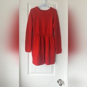 Cat & Jack Red Long Sleeve Crew Neck Sweater Dress